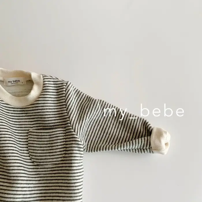 Baby Striped Fleece Lined Jumpsuit Winter Set - Image 7