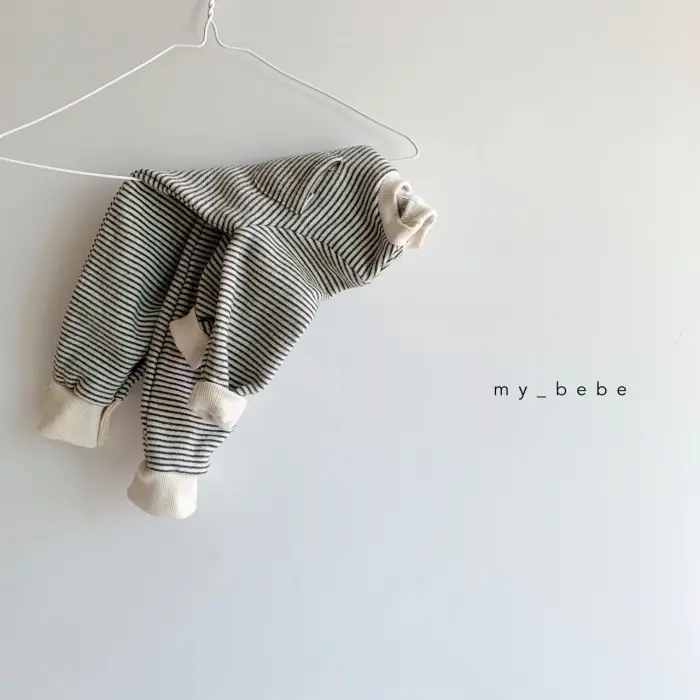 Baby Striped Fleece Lined Jumpsuit Winter Set — feature 7