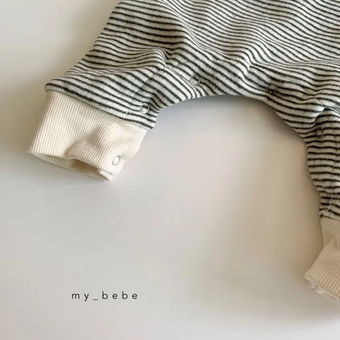 Baby Striped Fleece Lined Jumpsuit Winter Set — feature 9