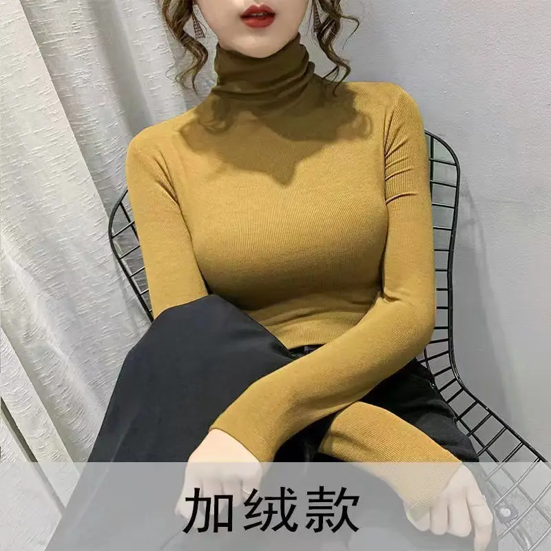 Women's Thickened High Collar Cashmere Shirt Brown — feature 11