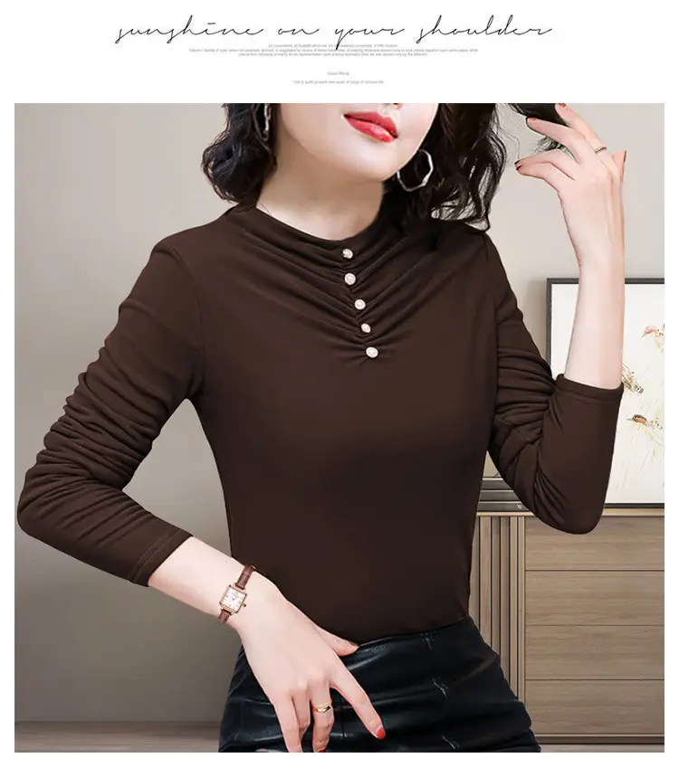 Double-Sided Velvet Shirt Women Brown Fleece Lined — feature 4