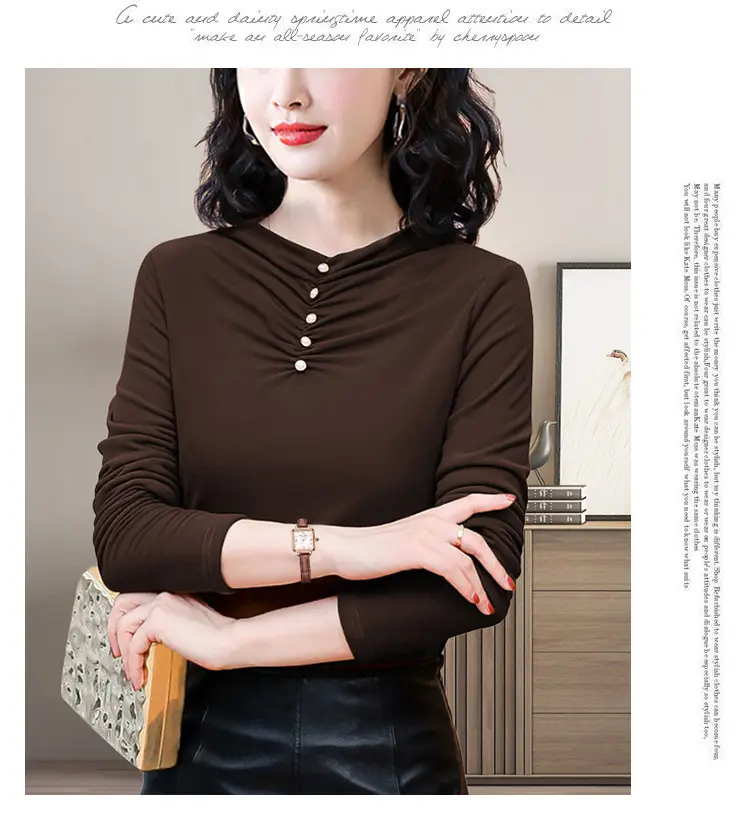 Double-Sided Velvet Shirt Women Brown Fleece Lined — feature 5