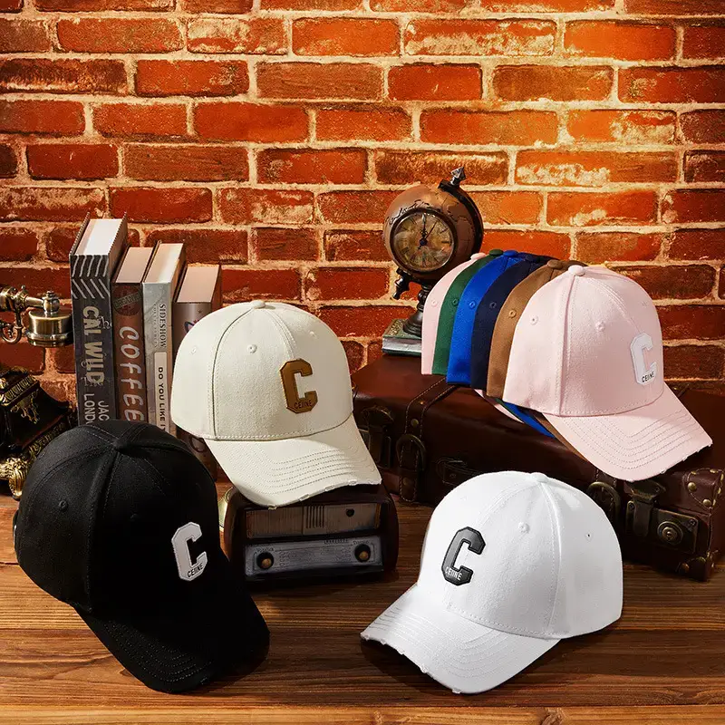 Men Curved Brim Golf Cap with Letter Embroidery