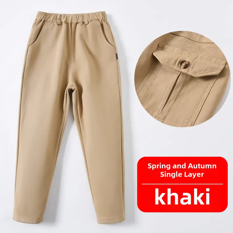 Boys' Khaki Cotton Trousers for Primary School - Image 5