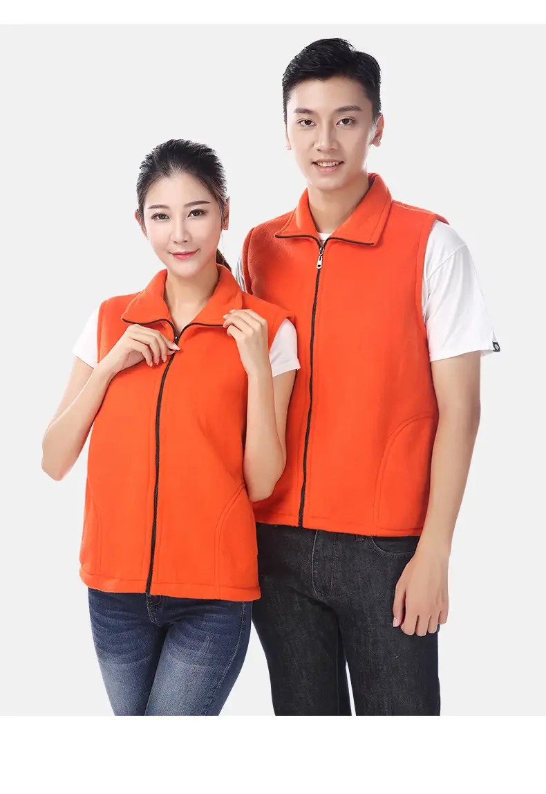 Red Thickened Polar Fleece Vest for Men — feature 20
