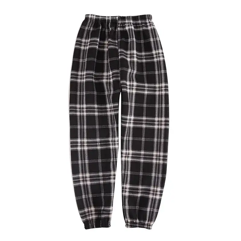22 Autumn and Winter Children's Fleece-lined Thickened Casual Pants for Boys and Girls Plaid Casual Leg-tied Pants Warm Sports Pants for Students