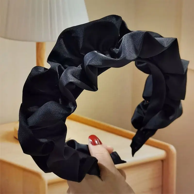 Cream Pleated High Cranial Headband for Women - Image 4