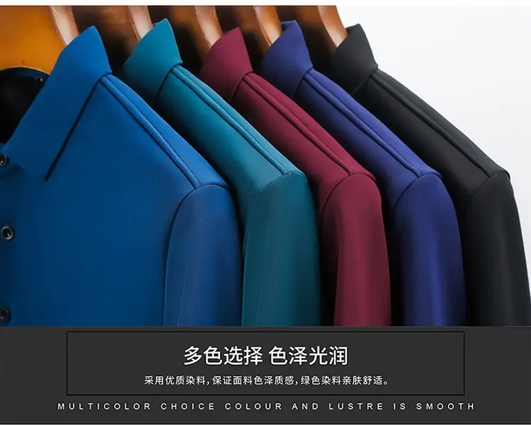 New Men Blue Polo Shirt All-Match Long Sleeve — feature 5