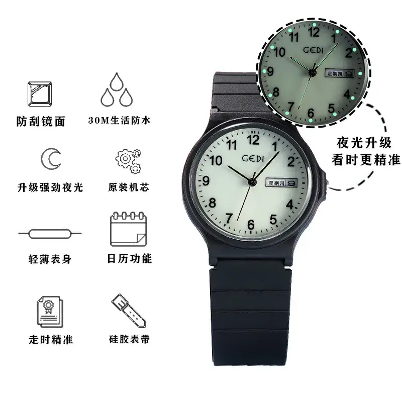 White Candy Color Round Silicone Women's Quartz Watch - Image 7