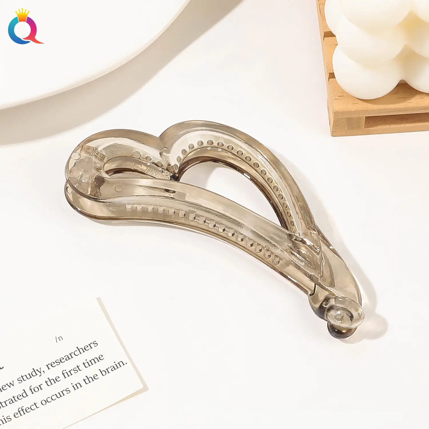 Qiyue Black Cross-Crystal Hairpin Banana Clip