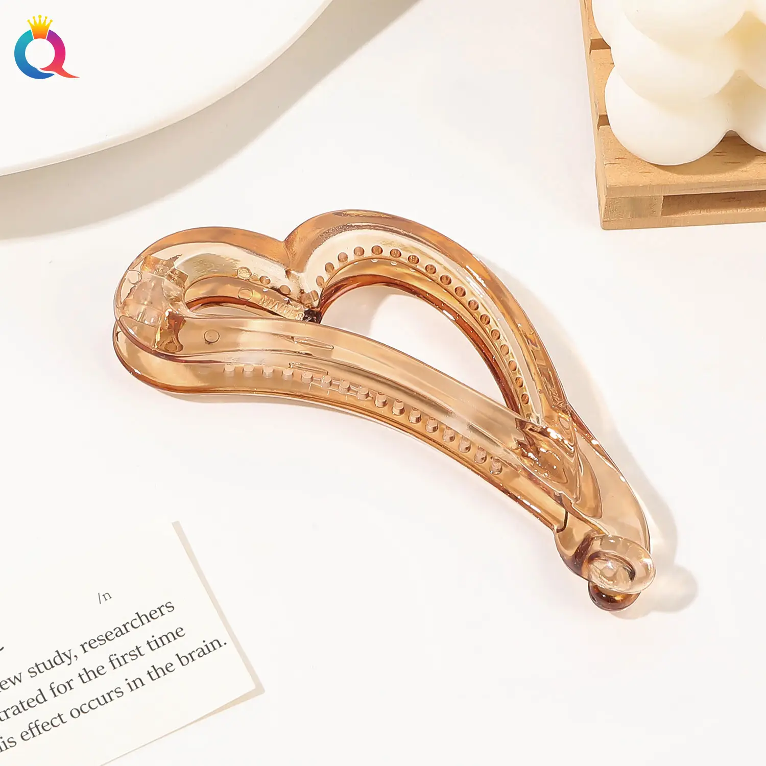 Qiyue Black Cross-Crystal Hairpin Banana Clip