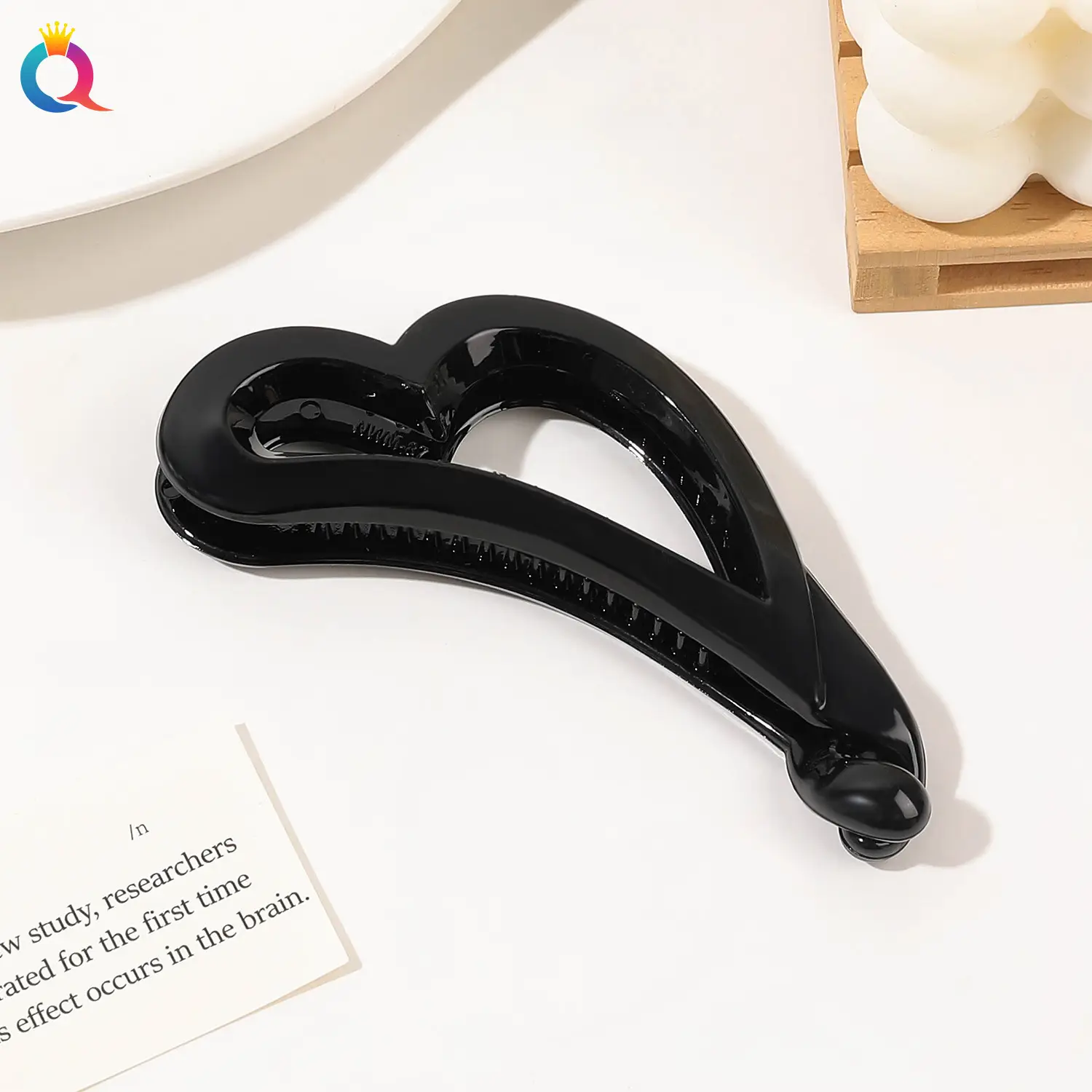 Qiyue Black Cross-Crystal Hairpin Banana Clip
