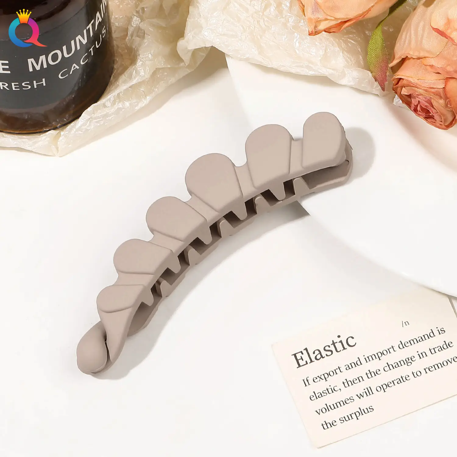 Qiyue Black Cross-Crystal Hairpin Banana Clip