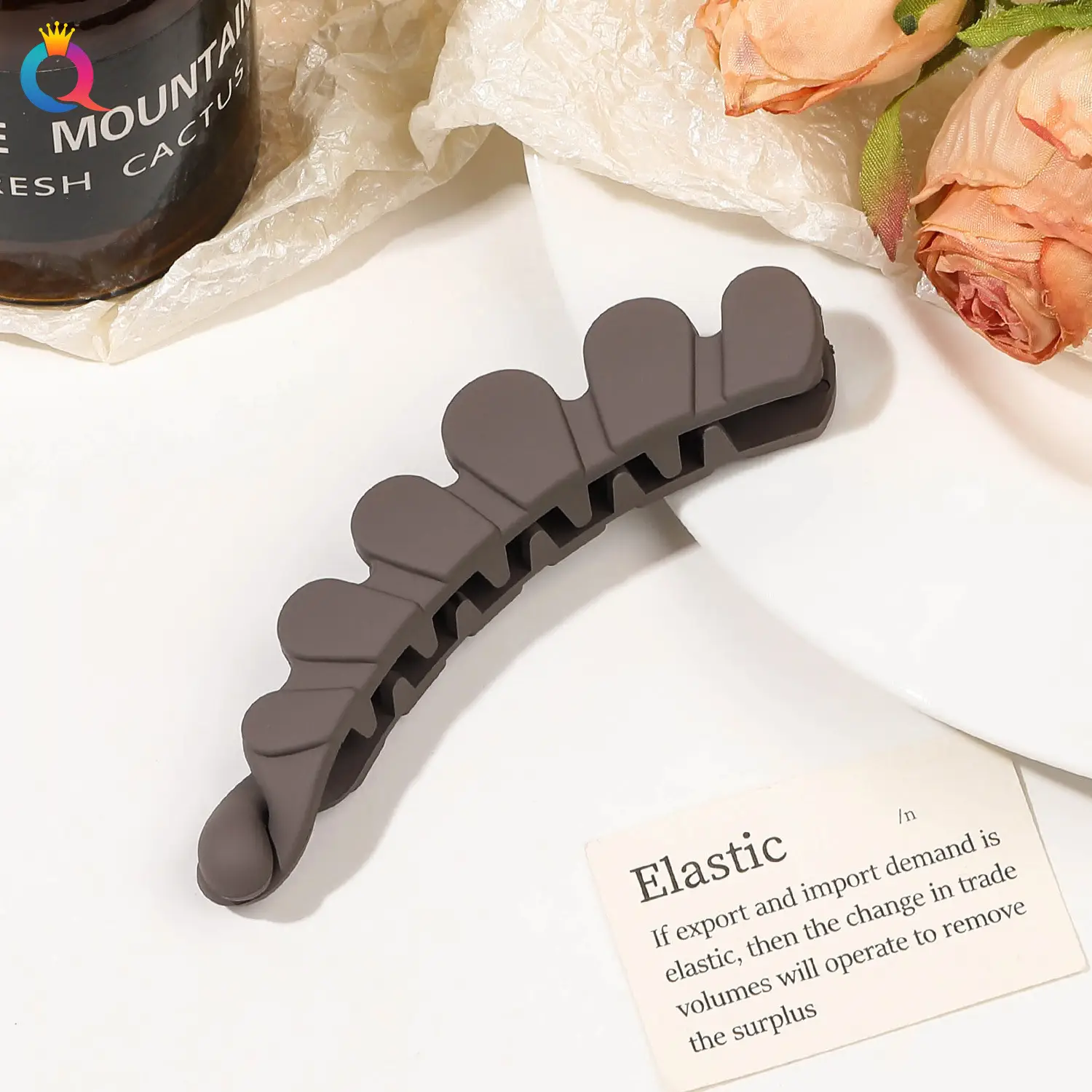 Qiyue Black Cross-Crystal Hairpin Banana Clip