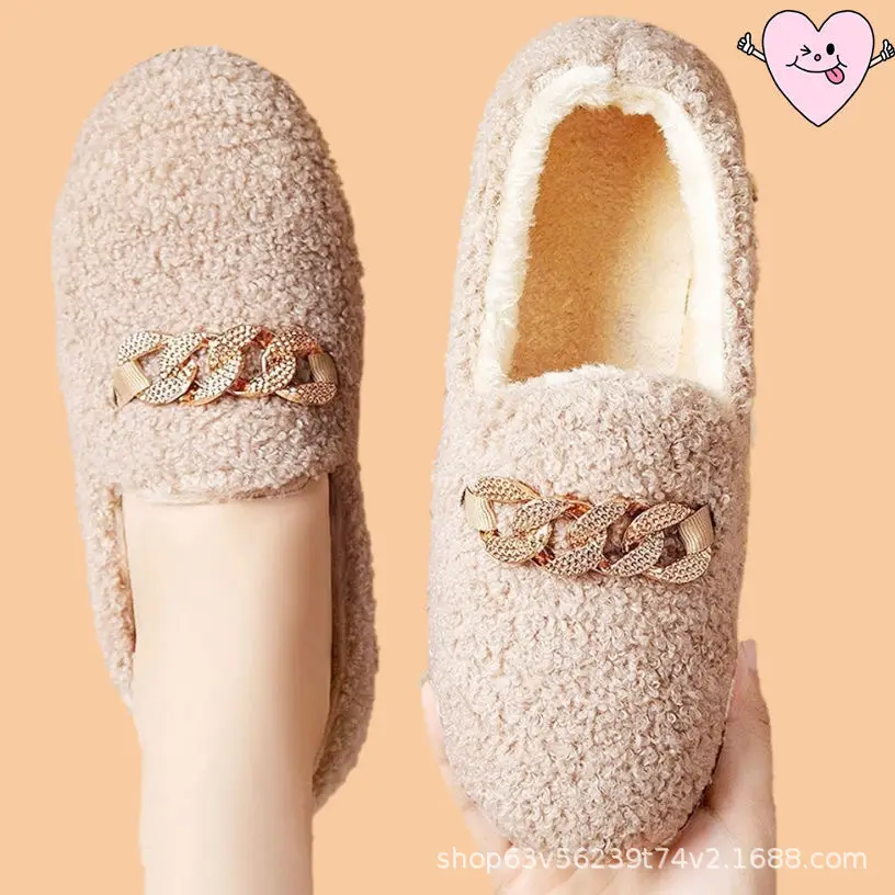Autumn and winter peas cotton shoes ladies cotton shoes Moon shoes indoor thick bottom non-slip low plush cotton shoes a generation of hair - Image 6