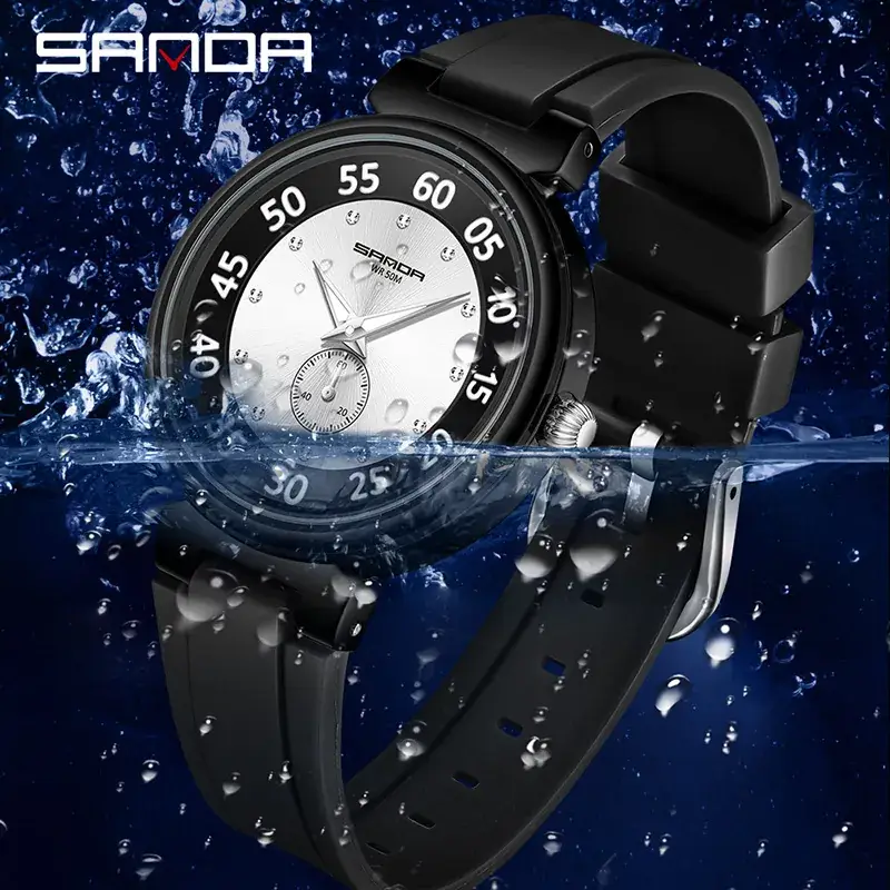 Sanda Watch Rose Gold Black Strap Waterproof Quartz - Image 9