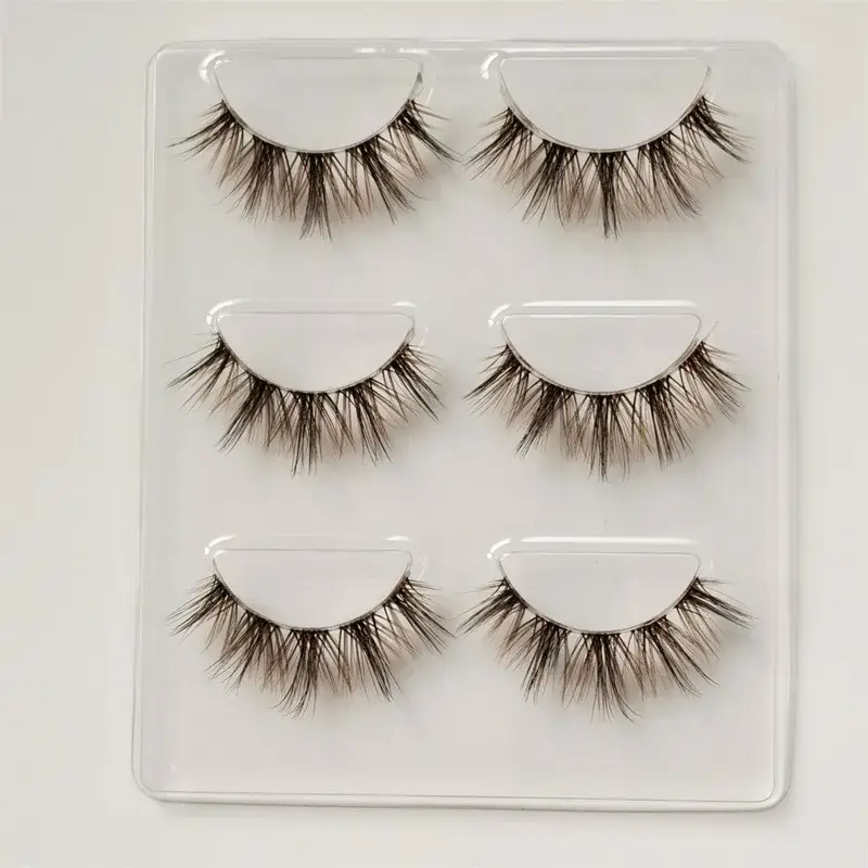 Black Brown Thick False Eyelashes with Transparent Stems - Image 5