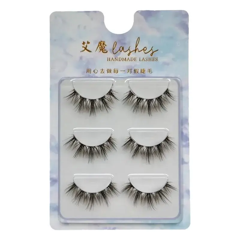 Black Brown Thick False Eyelashes with Transparent Stems - Image 6