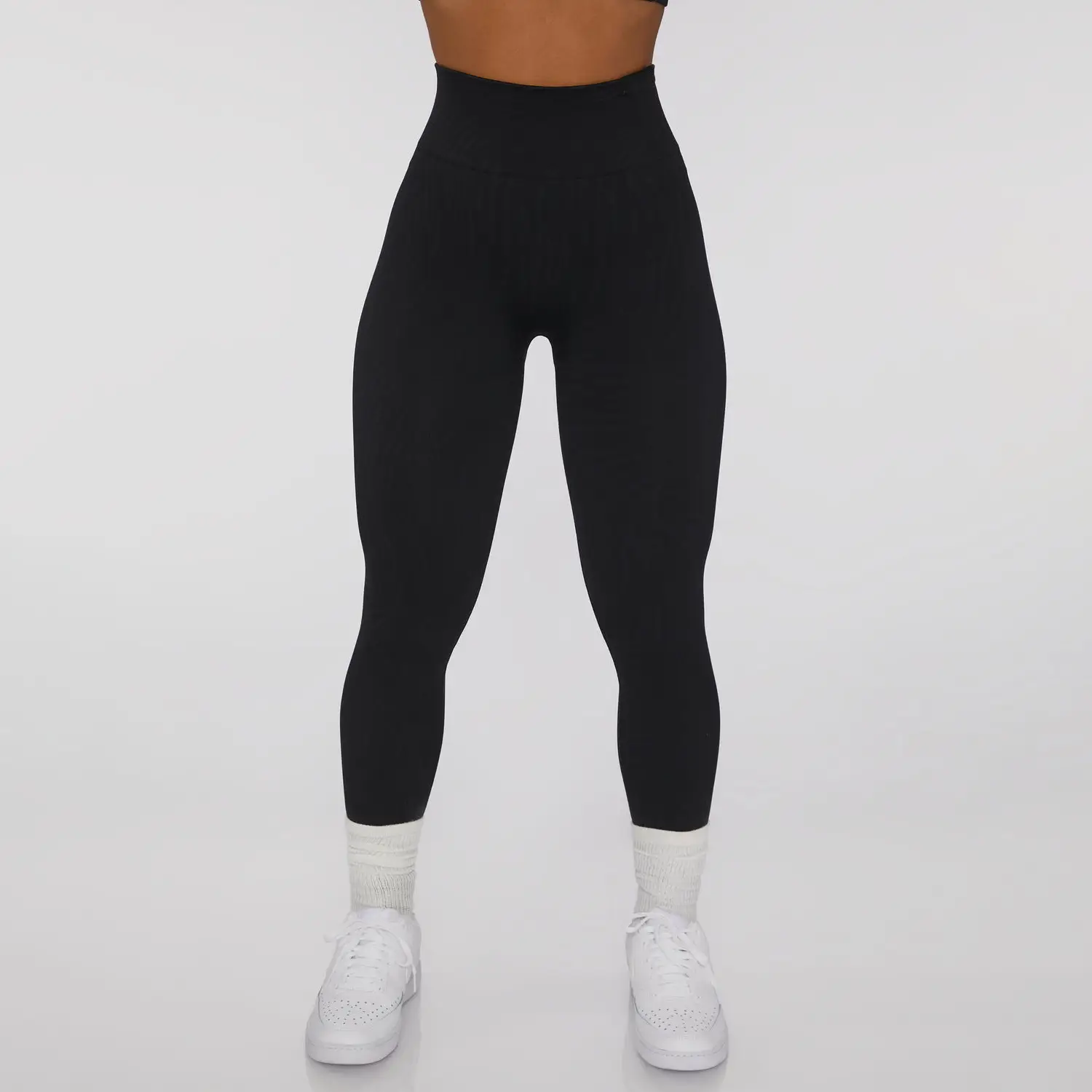 Seamless Knitted Yoga Suit Women High Waist Shorts - Image 12