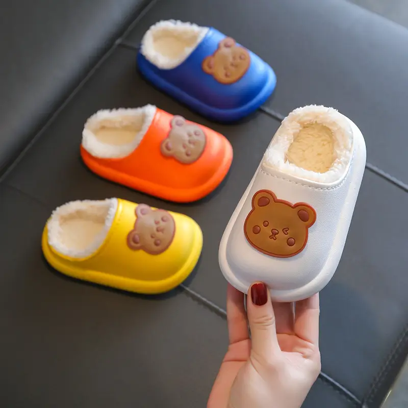 Autumn and Winter Kidsren's Cotton Slippers Bag with Cartoon Cute Middle and Large Kidsren's Home Use Boys and Girls Baby Cotton Shoes