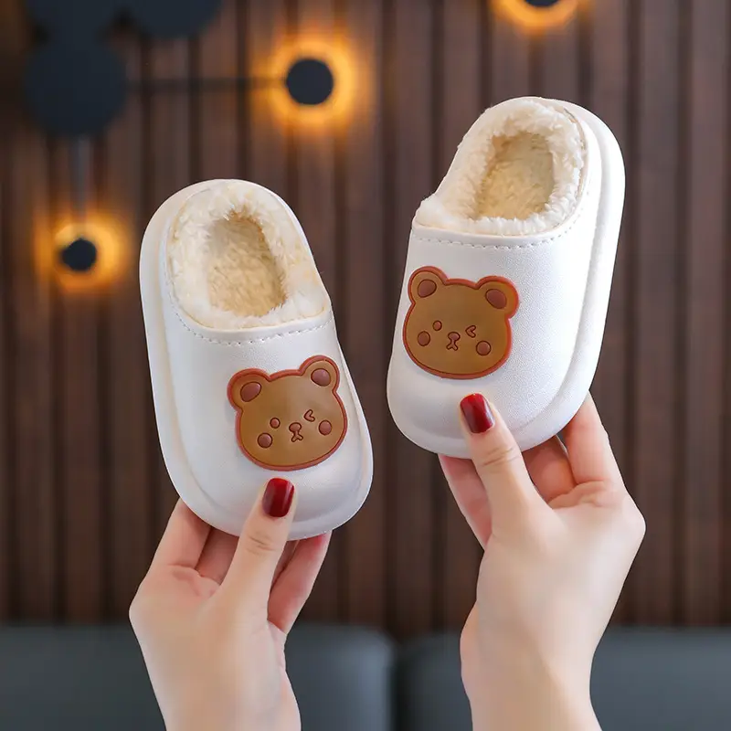 Autumn and Winter Kidsren's Cotton Slippers Bag with Cartoon Cute Middle and Large Kidsren's Home Use Boys and Girls Baby Cotton Shoes