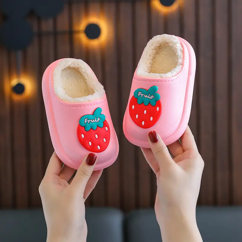 Autumn and Winter Kidsren's Cotton Slippers Bag with Cartoon Cute Middle and Large Kidsren's Home Use Boys and Girls Baby Cotton Shoes