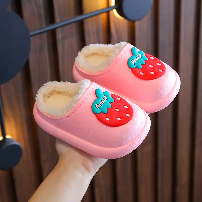 Autumn and Winter Kidsren's Cotton Slippers Bag with Cartoon Cute Middle and Large Kidsren's Home Use Boys and Girls Baby Cotton Shoes