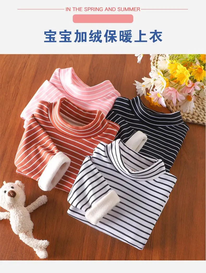 Girls Striped Fleece Lined Sweater Top — feature 5