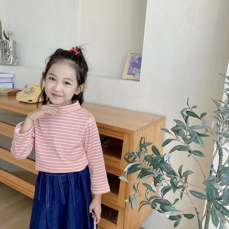 Girls Striped Fleece Lined Sweater Top - Image 3