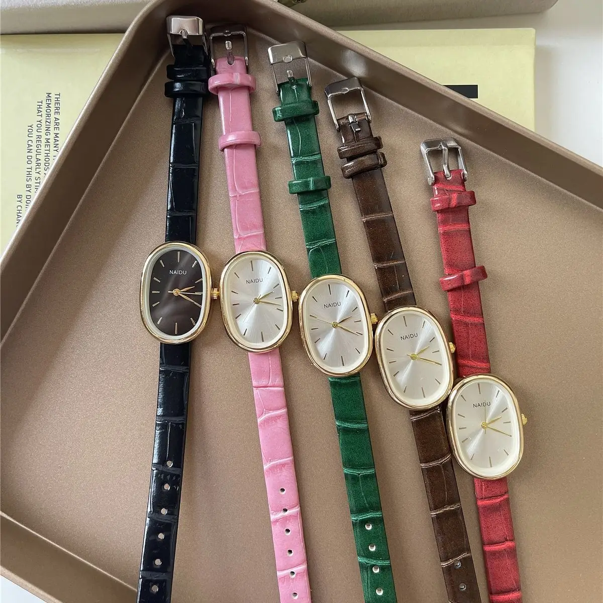 Korean Oval Dial Watch for Women Pink Belt 2022 - Image 9