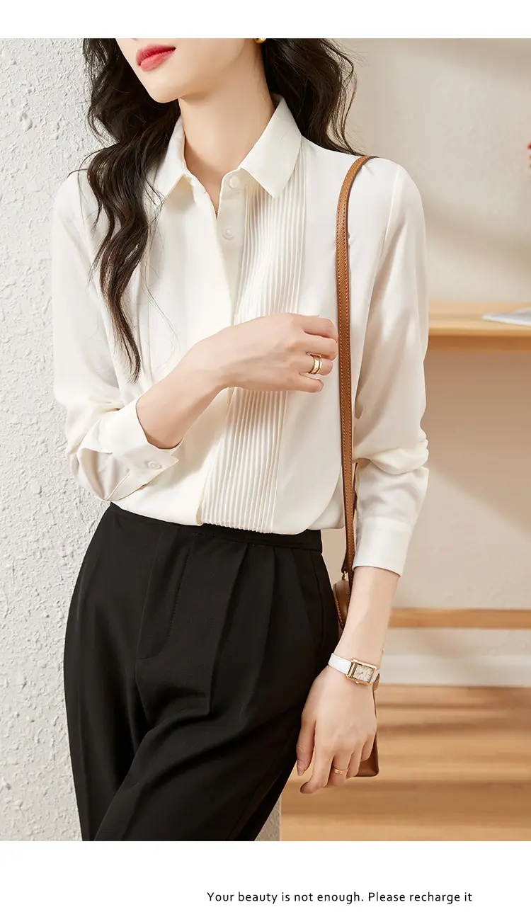 Women's Long Sleeve Chiffon Shirt White 2025 Autumn — feature 11