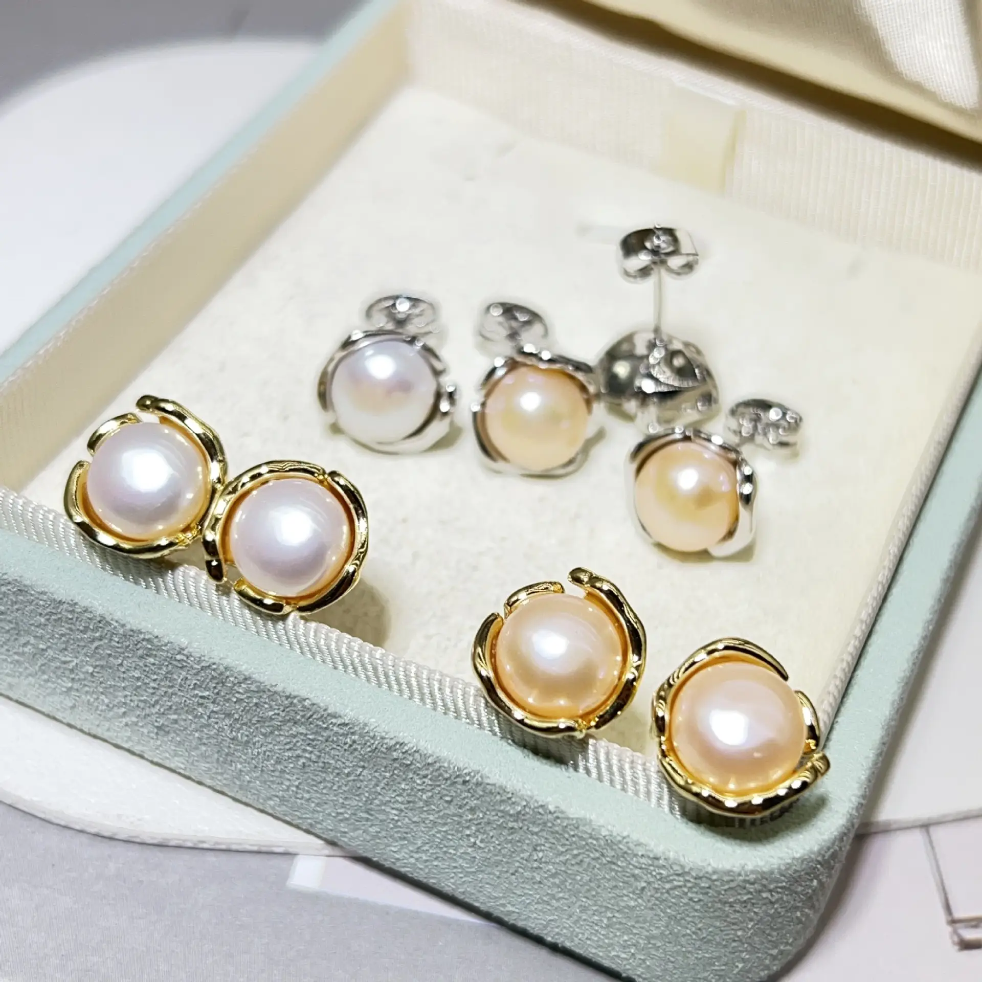 S925 Gold Pearl Earrings Set for Women — feature 6