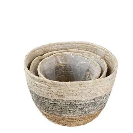 Straw flower pot yard plant pot flower rattan flower basket desktop Amazon bamboo basket soil bamboo basket