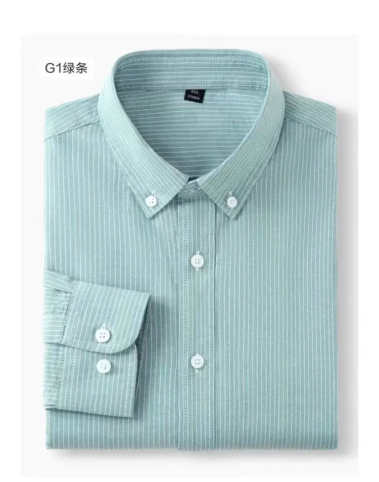 Men Cotton Vertical Stripe Shirt Light Blue Spring Autumn — feature 15