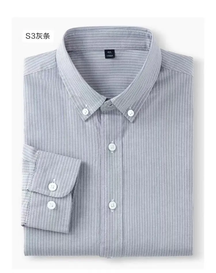 Men Cotton Vertical Stripe Shirt Light Blue Spring Autumn — feature 16