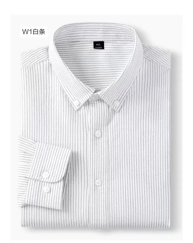 Men Cotton Vertical Stripe Shirt Light Blue Spring Autumn — feature 17
