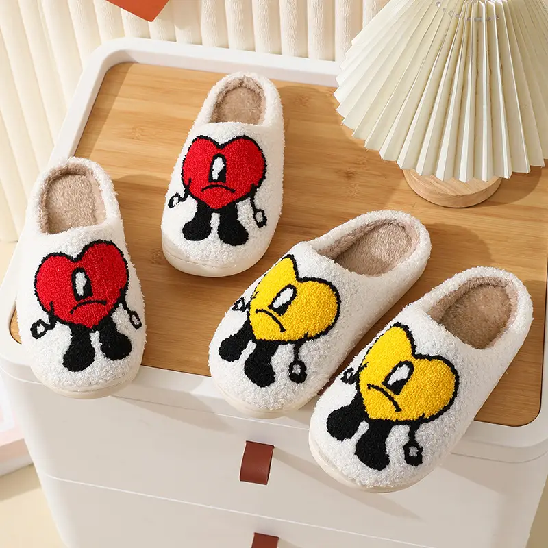 Cotton Slippers Women's Winter Thick Bottom Non-slip Home Bad Rabbit Love Mister Wool Slippers Men's Couple Cartoon Warm