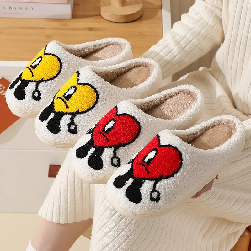 Cotton Slippers Women's Winter Thick Bottom Non-slip Home Bad Rabbit Love Mister Wool Slippers Men's Couple Cartoon Warm