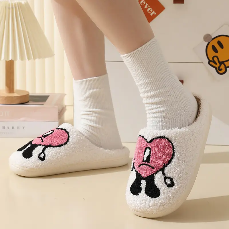 Cotton Slippers Women's Winter Thick Bottom Non-slip Home Bad Rabbit Love Mister Wool Slippers Men's Couple Cartoon Warm