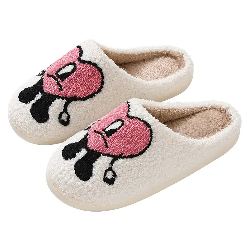 Cotton Slippers Women's Winter Thick Bottom Non-slip Home Bad Rabbit Love Mister Wool Slippers Men's Couple Cartoon Warm