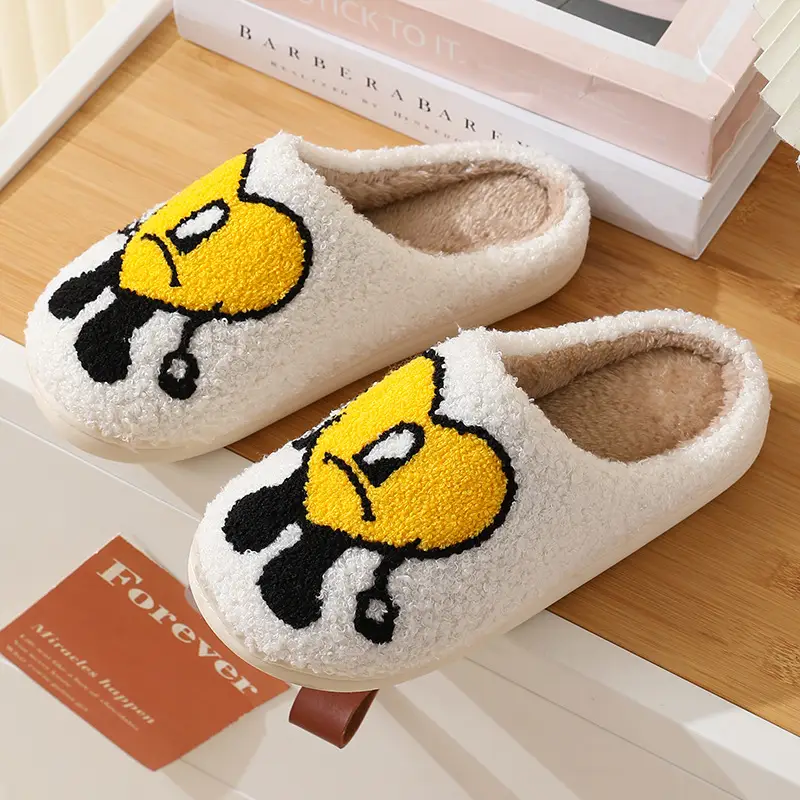 Cotton Slippers Women's Winter Thick Bottom Non-slip Home Bad Rabbit Love Mister Wool Slippers Men's Couple Cartoon Warm