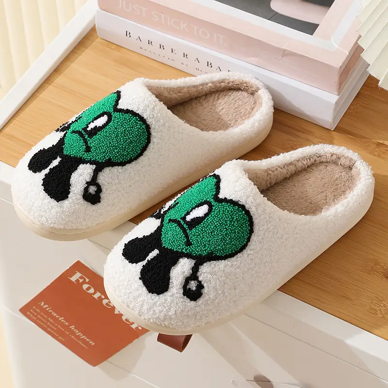 Cotton Slippers Women's Winter Thick Bottom Non-slip Home Bad Rabbit Love Mister Wool Slippers Men's Couple Cartoon Warm