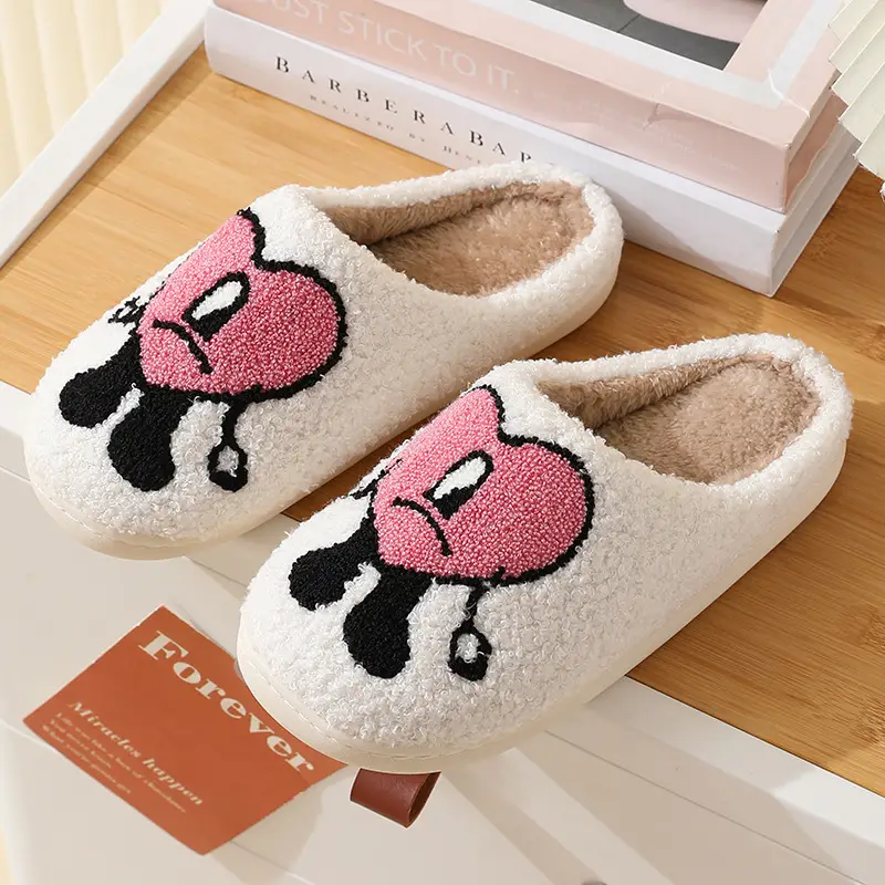 Cotton Slippers Women's Winter Thick Bottom Non-slip Home Bad Rabbit Love Mister Wool Slippers Men's Couple Cartoon Warm
