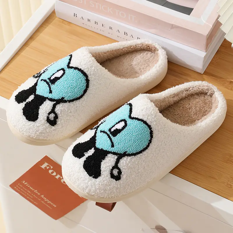 Cotton Slippers Women's Winter Thick Bottom Non-slip Home Bad Rabbit Love Mister Wool Slippers Men's Couple Cartoon Warm