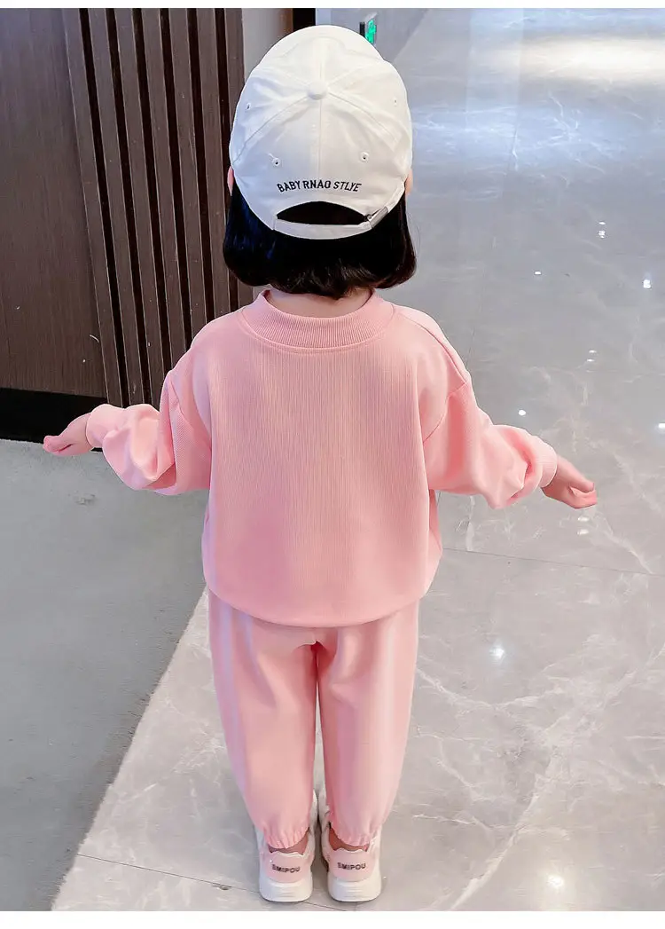 Girls Pink 2-Piece Sweater Suit 2025 Autumn — feature 9