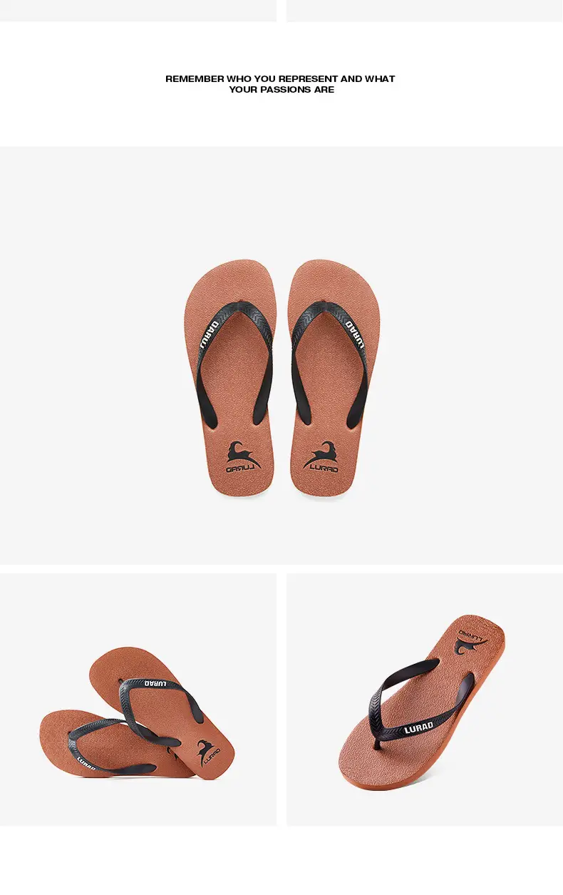 Lurao Men's Brown Non-Slip Casual Flip Flops — feature 9