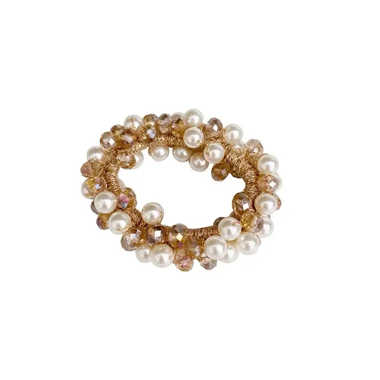 Black Pearl Crystal Hair Ring for Women
