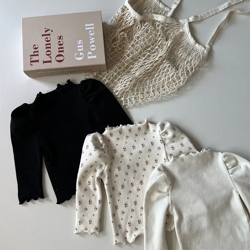 Korean Style Baby Long Sleeve T-Shirt White Black - Image 4