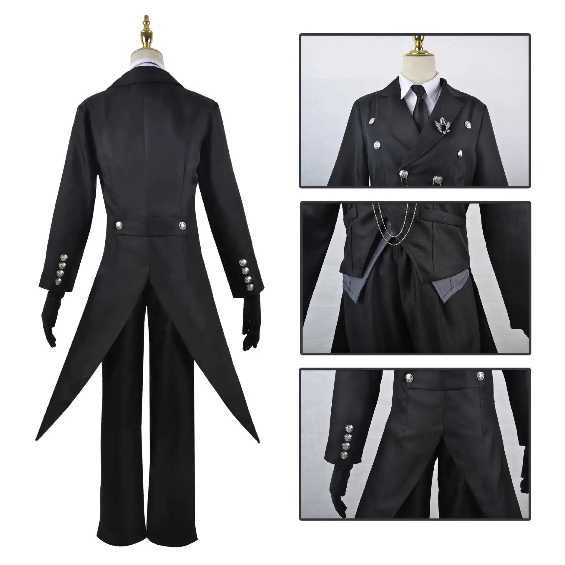 Black Deacon Cosplay Suit for Sebas Butler Tien Tuxedo Master Charles — feature 5