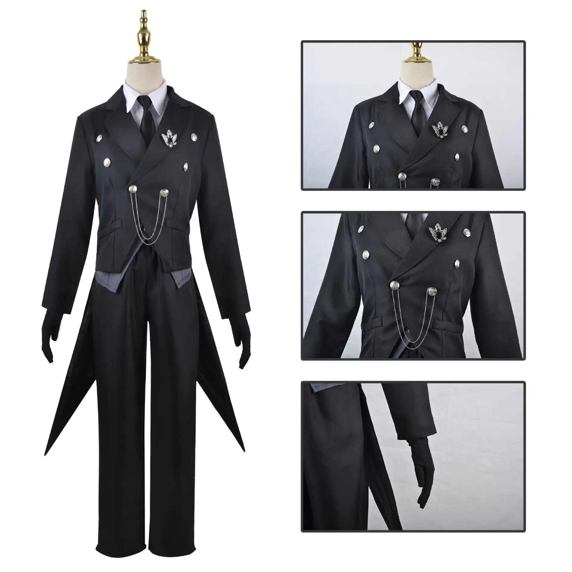 Black Deacon Cosplay Suit for Sebas Butler Tien Tuxedo Master Charles - Image 4